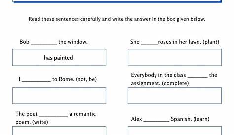 Present Perfect Tense Worksheets with Answers - EnglishGrammarSoft