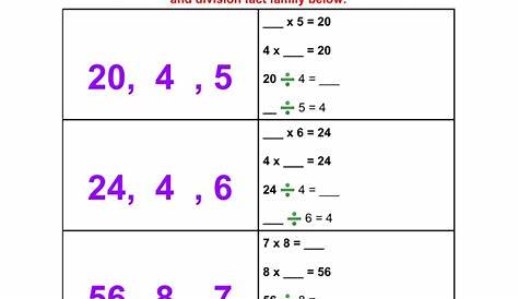 relating multiplication and division worksheets