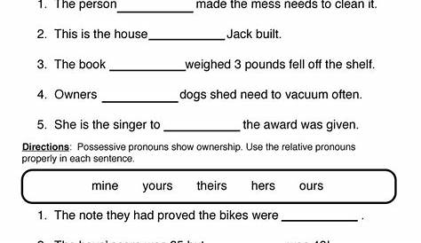 pronoun worksheets 4th grade