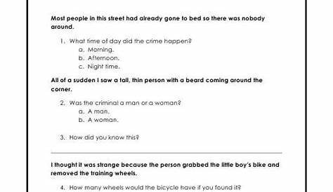 inference questions worksheets