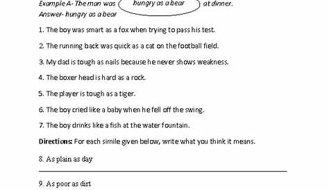 Similes Worksheets | Circling and Writing Simile Worksheet