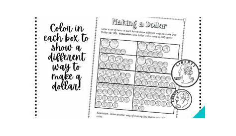 Making a Dollar Worksheet - Money Coloring Sheet - Color in a dollar