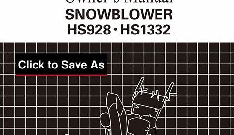 honda snowblower hs928 manual