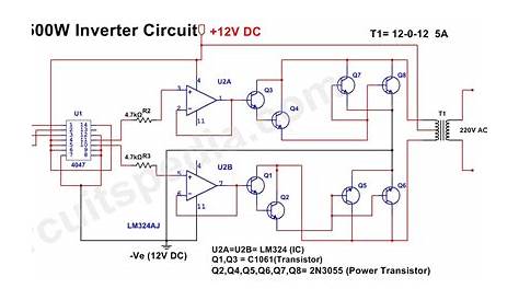 500W Inverter Circuit | 12v DC to 220v AC Inverter Circuit Diagram