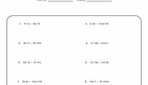 solve two step equations worksheets