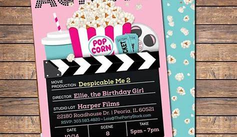 Movie Invitation, Movie Party Invitation, Printable Girls Movie Party