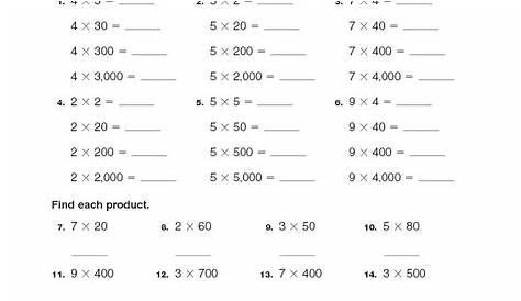 multiplying by multiples of 10 worksheets