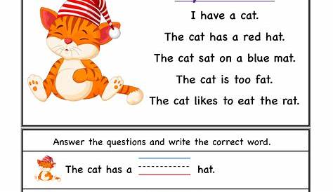 kindergarten worksheets at word family reading comprehension 3 - pin on