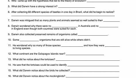 chapter 15 the theory of evolution worksheet answer key