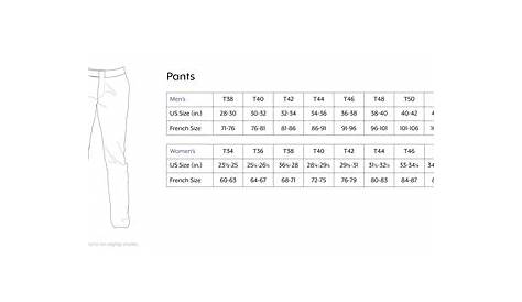 Mens Pants Measurements Size Chart - Greenbushfarm.com
