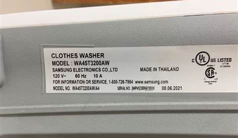 Need tech sheet or service manual on Samsung top load washer mod. WA45T3200AW/A4. This model