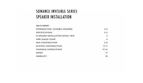 Sonance IS2 Installation manual | Manualzz