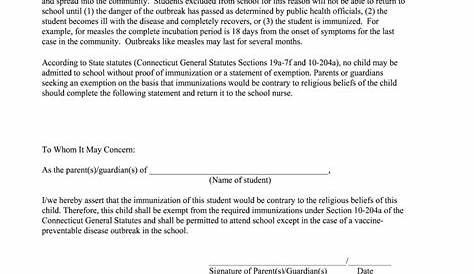 free sample religious exemption letters