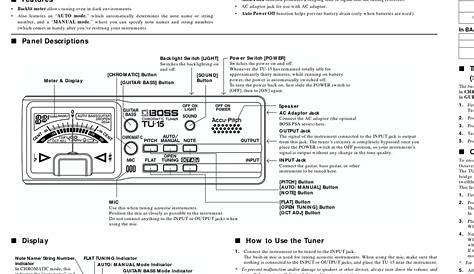 boss tu 15 chromatic tuner owner manual