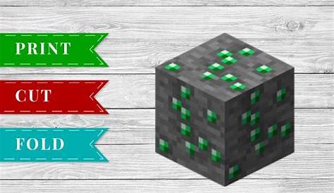 Emerald Ore - Printable Minecraft Emerald Ore Papercraft Template
