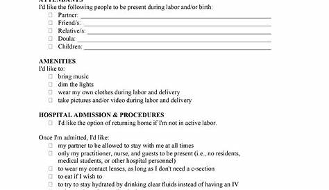 simple birth plan template pdf