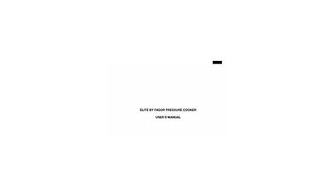 Fagor ELITE PRESSURE COOKER Manuals | ManualsLib
