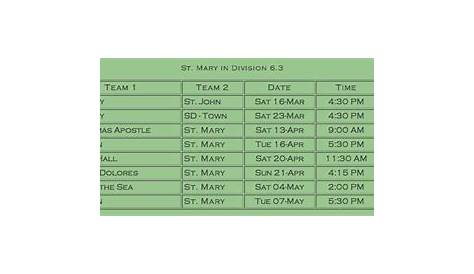 St. Mary's Athletics: Baseball Schedules