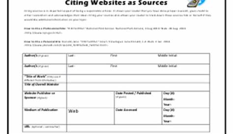 Citing Sources Worksheets