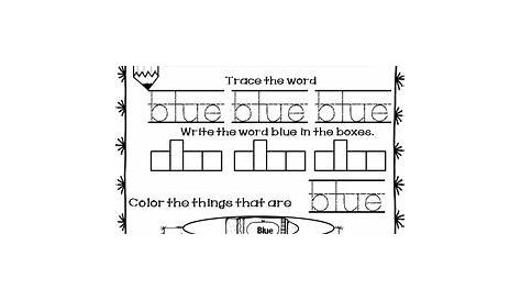 Color Blue Worksheet- (Includes Book, Cut/Paste Activity, Color Sort)