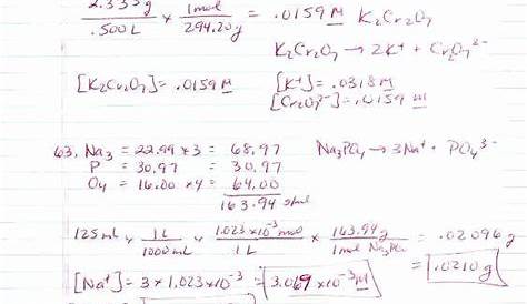 molarity problems worksheet answers