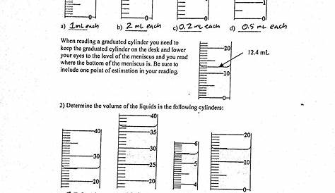 graduated cylinders worksheet answer key