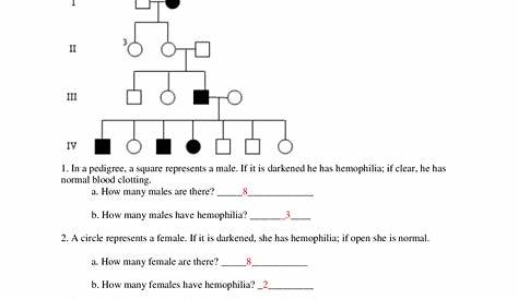 Pedigree Worksheet with Answer Key - Docsity