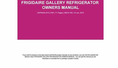 Frigidaire Refrigerator Manual Online Pdf / Pdf Download Frigidaire
