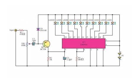 ELECTRONIC CIRCUIT: Led light based music circuit with LM3914