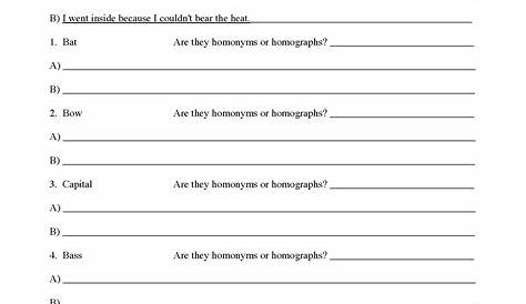 homographs worksheet for 5th grade