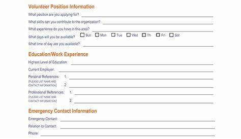 Volunteer Application Form - Fill Out, Sign Online and Download PDF