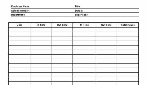 simple time sheet printable