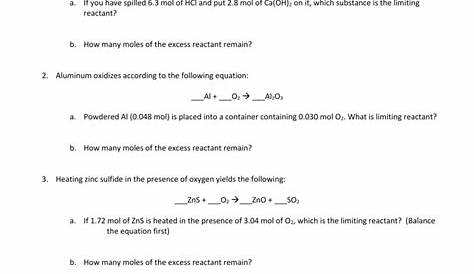 Limiting Reactant and percent yield worksheet-s