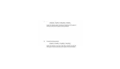 Limiting Reagent Worksheet - Limiting Reagent Worksheet For the