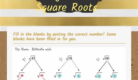Estimating Non-Perfect Square Roots | Interactive Worksheet by Cathy