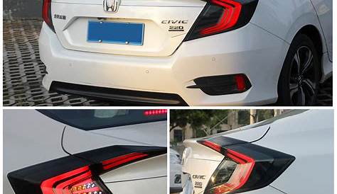 4PCS LED Tail Lights For Honda Civic 10th Gen 2016-2018 Black Tinted