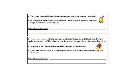 identify the topic sentence worksheets