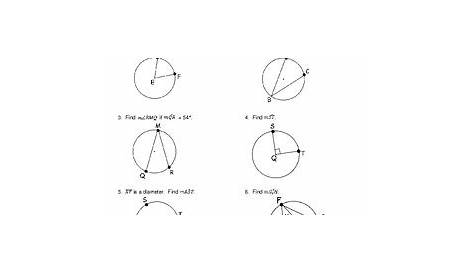 Geometry Unit 10 - Circle Arcs Central Inscribed Angles Worksheet