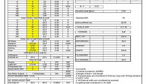 hvac load calculation worksheets