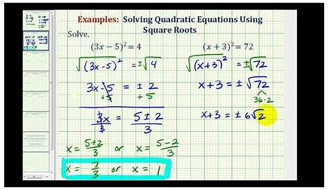 square root equations worksheets