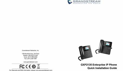GRANDSTREAM NETWORKS GXP2135 QUICK INSTALLATION MANUAL Pdf Download