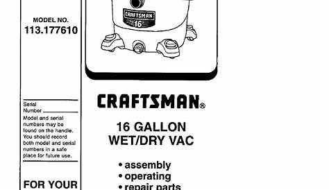 Craftsman 5.0 Shop Vac Manual