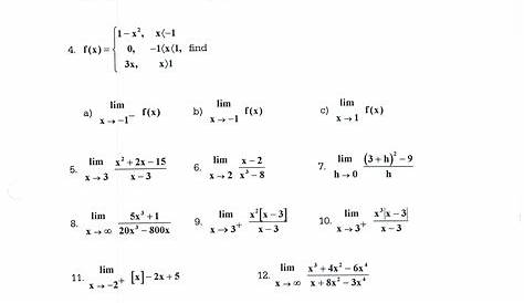 limits worksheet with answers pdf