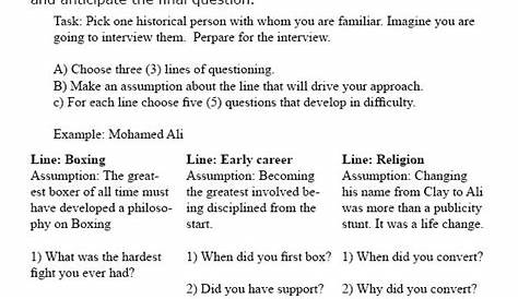 question worksheets