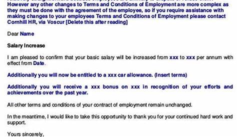 sample salary increase letter to employee uk
