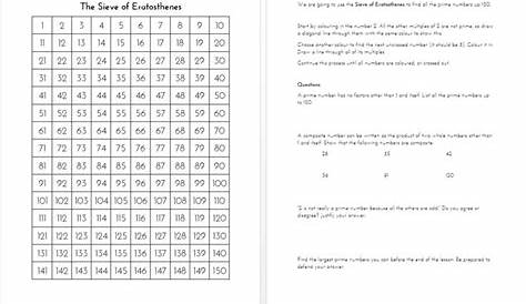 Eratosthenes worksheet | Sieve of eratosthenes, Teaching math, Teaching