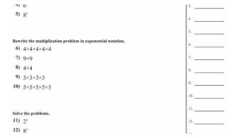 introduction to exponents worksheets