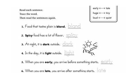 Antonyms: Grade 2 Vocabulary | Printable Skills Sheets