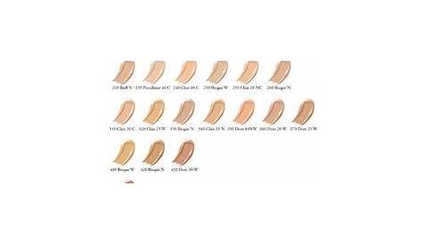Lancome Teint Idole Ultra Wear 24H Foundation color chart swatches
