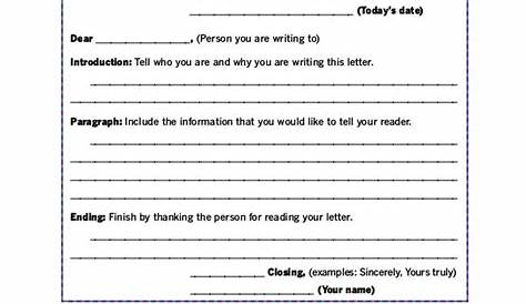 friendly letter worksheet 5th grade